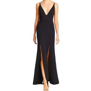 ABS Floor Length Formal Gown in Black - stretchy crepe - Size M